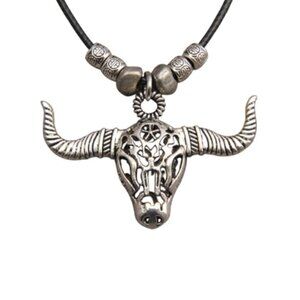 Western Silver Cow Skull Necklace